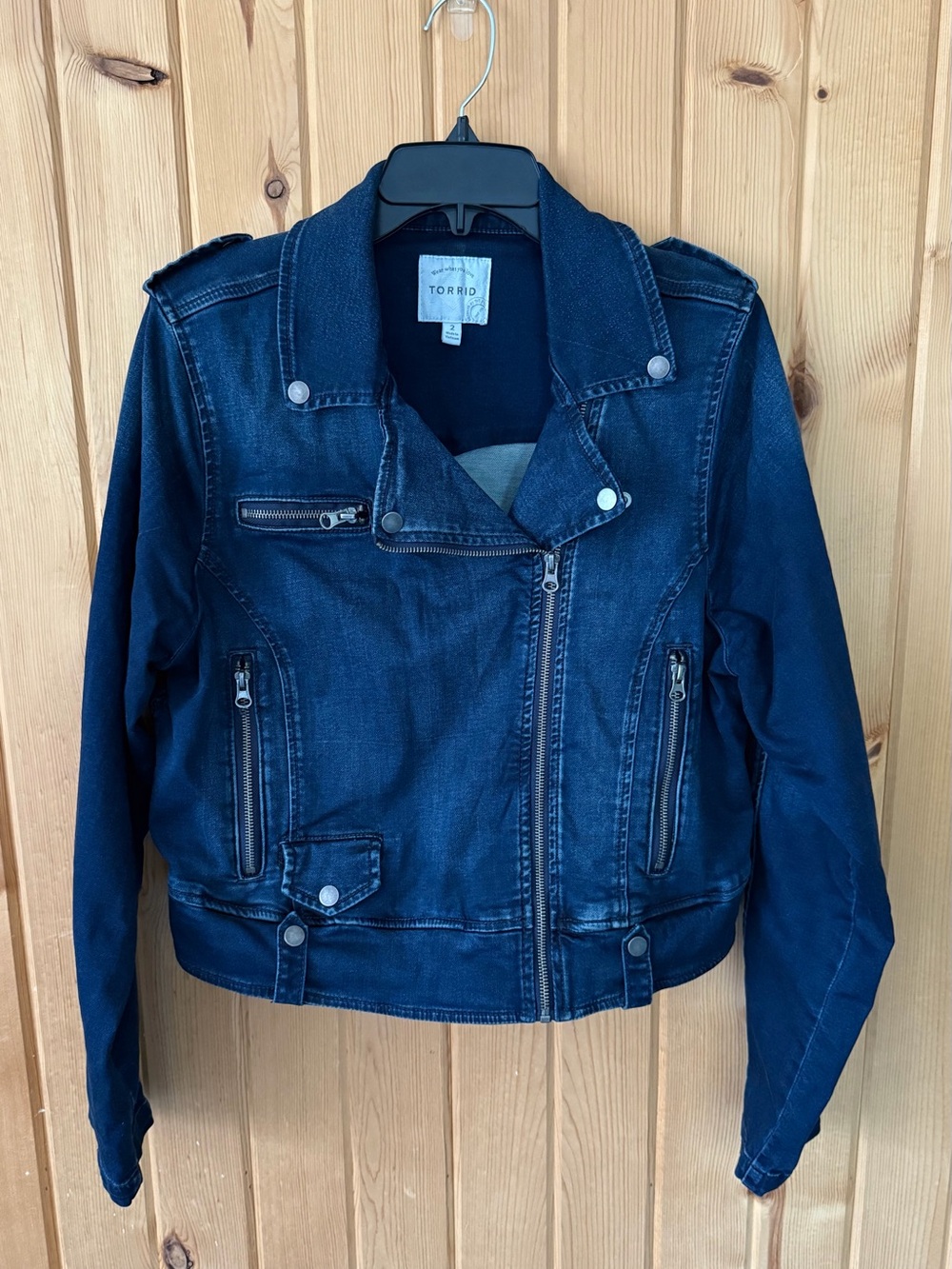 Torrid Dark Blue Denim Moto Jacket